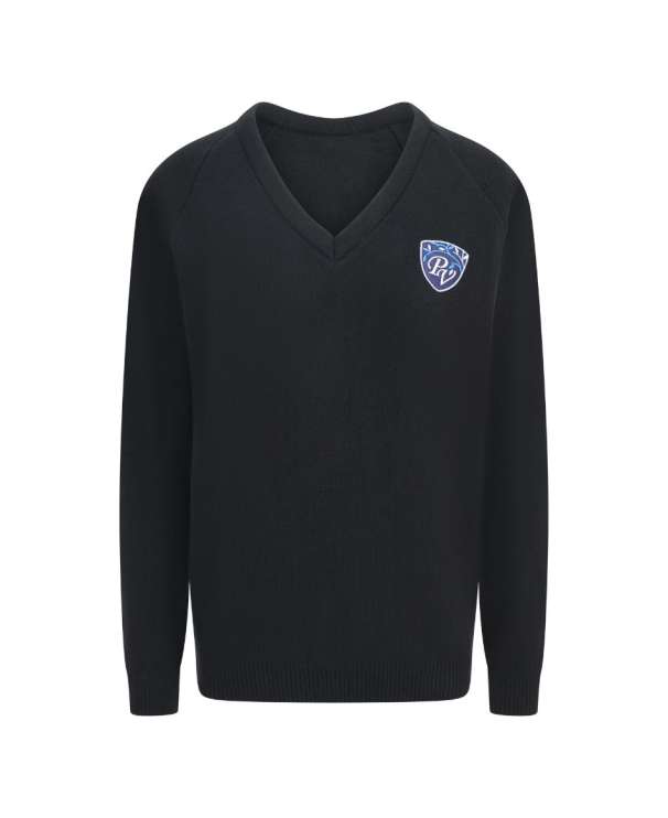 Boys Knitted V-Neck Jumper with Emb Logo